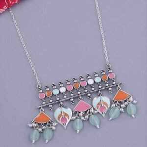 Home shahi bagh meena style multi colour necklace