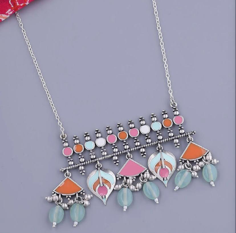 shahi bagh meena style multi colour necklace shahi bagh meena style multi colour necklace
