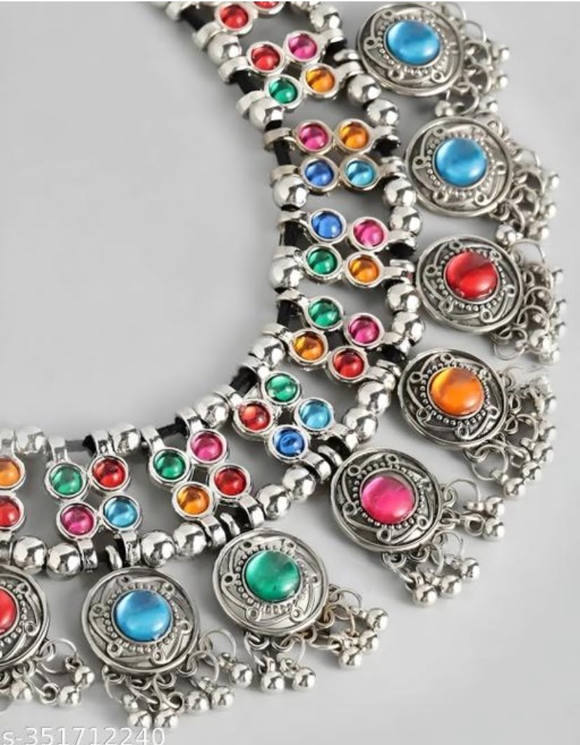 multi colour oxidised stone style jewellery set multi colour oxidised stone style jewellery set