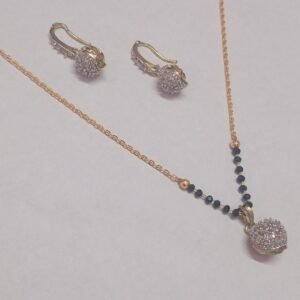 Home ad mangalsutra ball style with earrings – 19 inch | american diamond, handmade alloy