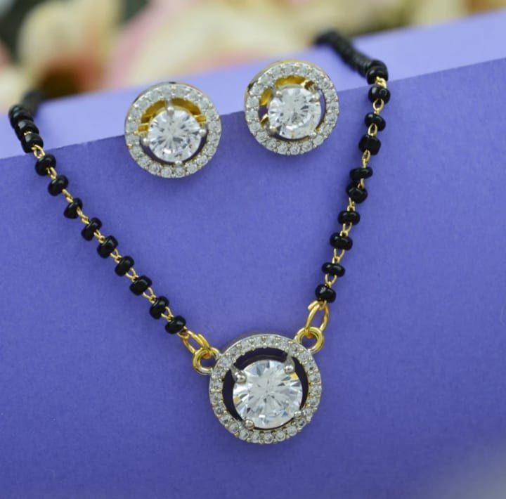 classic ad mangalsutra with earrings – 18 inch alloy with ad zircon stones (handmade & studded finish) classic ad mangalsutra with earrings – 18 inch alloy with ad zircon stones (handmade & studded finish)