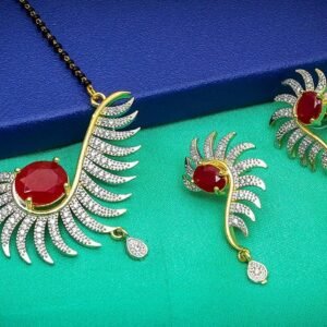 Home ad + colour stone mangalsutra with earrings – 18 inch alloy with ad zircon stones (handmade & studded finish)