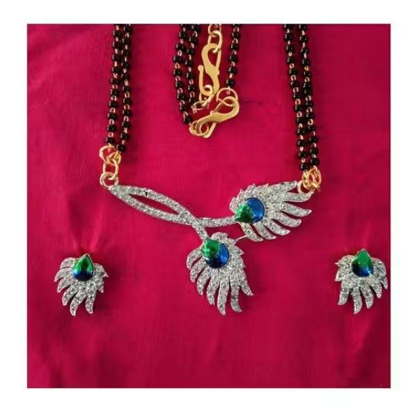 elegant 24 inch ad mangalsutra with earrings – alloy with ad zircon stones (handmade & studded finish) elegant 24 inch ad mangalsutra with earrings – alloy with ad zircon stones (handmade & studded finish)