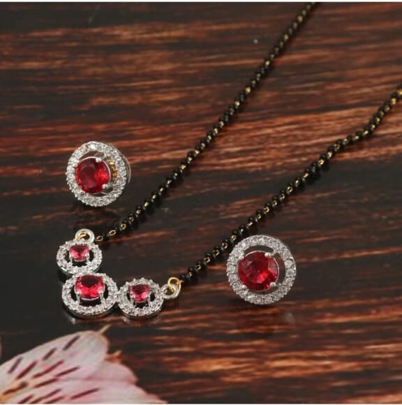 ad mangalsutra with earrings – 24 inch | zircon stones | handmade alloy for housewives & working women ad mangalsutra with earrings – 24 inch | zircon stones | handmade alloy for housewives & working women